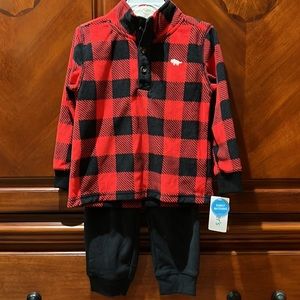 Toddler Pullover and jogger set 2 piece red and black buffalo check 3T NWT